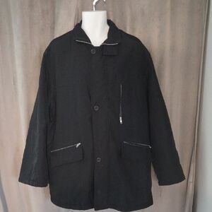 Piel XXL Classic Black Women's Coat with Zip Pocket Accents